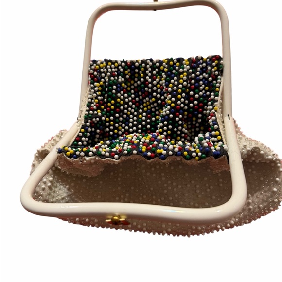Colorful Beaded and White Reversible Women's Handbag - Picture 5 of 11